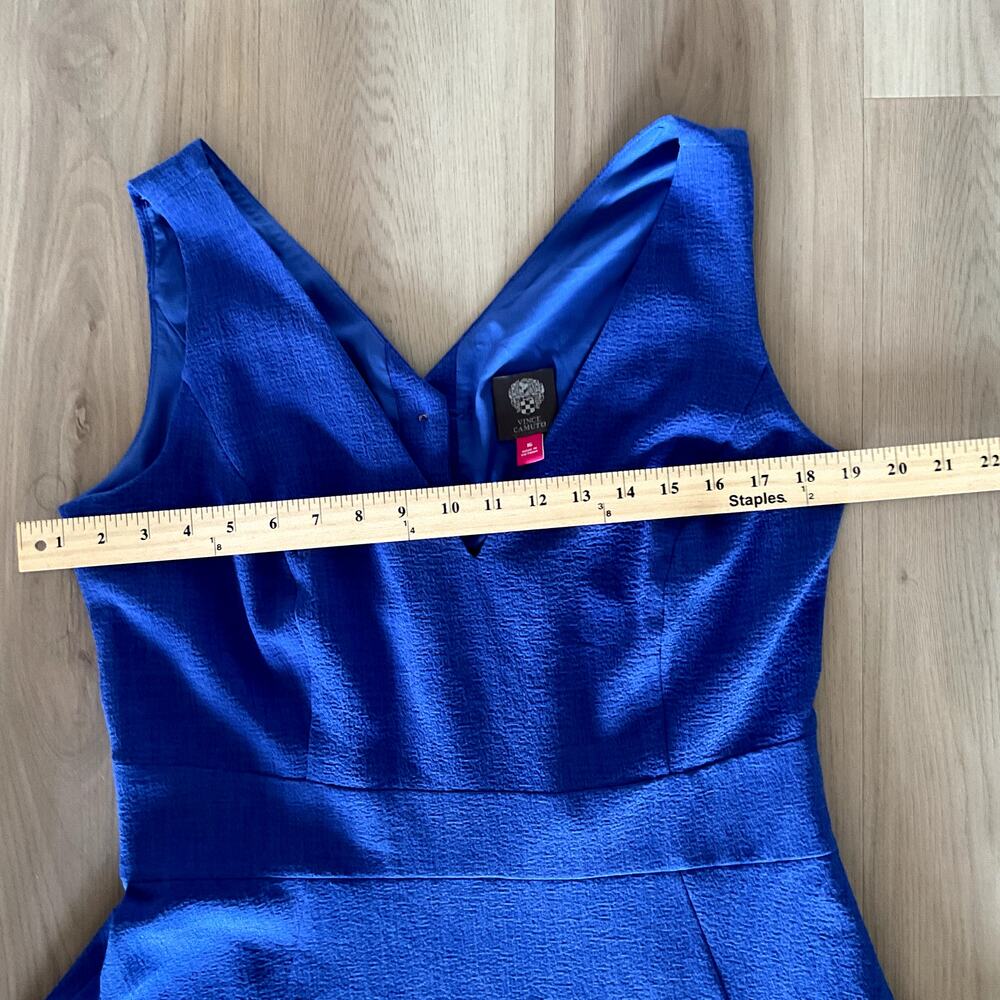 Vince Camuto Royal Blue Button-Back Cutout Fit & Flare Midi Dress Size 16 - Picture 4 of 9